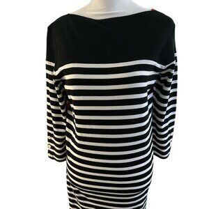 Joan Vass Striped 3/4 sleeve 100% Cotton Dress - NWT - Size Small
